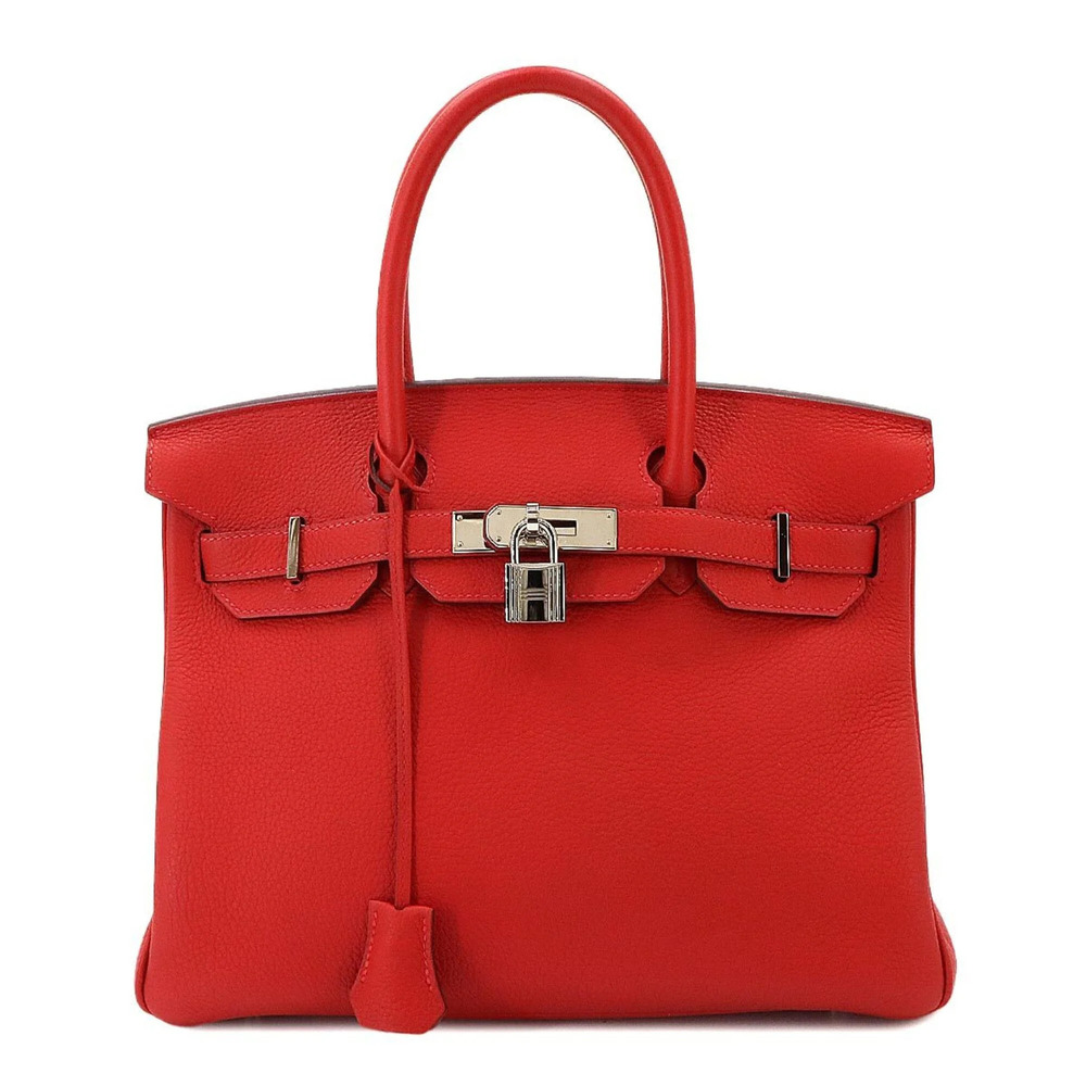 Birkin 30 Hermes Togo Rouge Tomato Handbag X Stamp Silver Hardware
